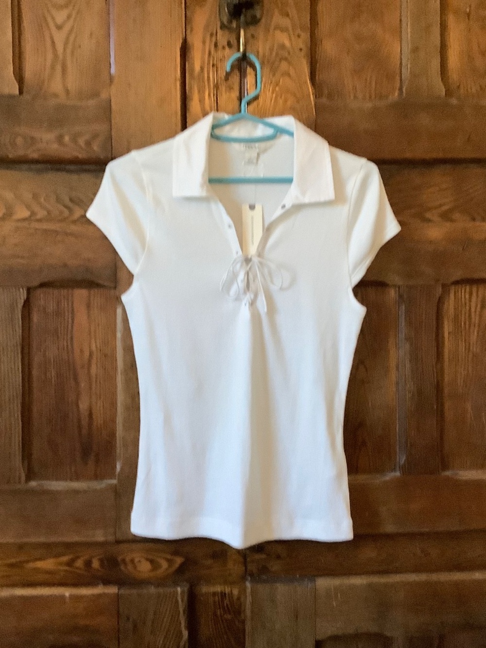 Maeve white ribbed top from Anthropologie
